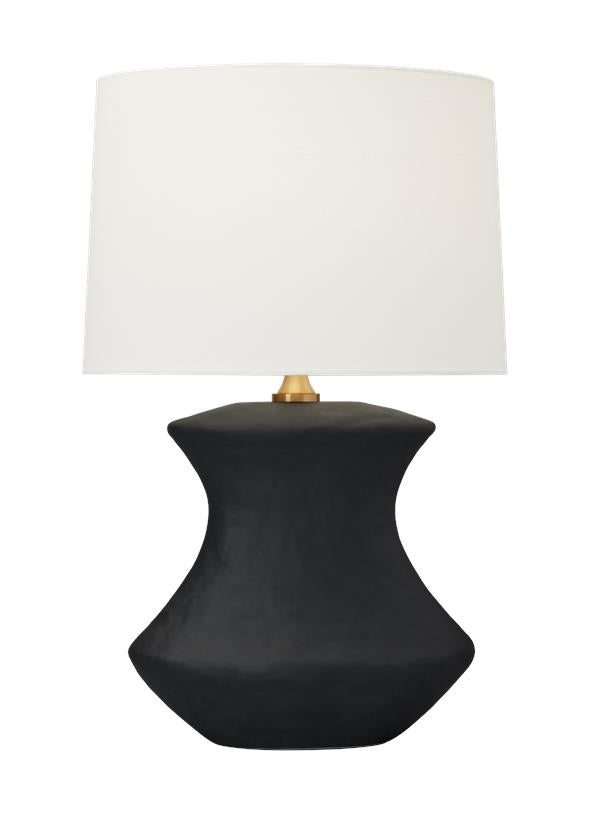 Visual Comfort Studio Hable Bone Table Lamp in Rough Black Ceramic HT1021RBC1