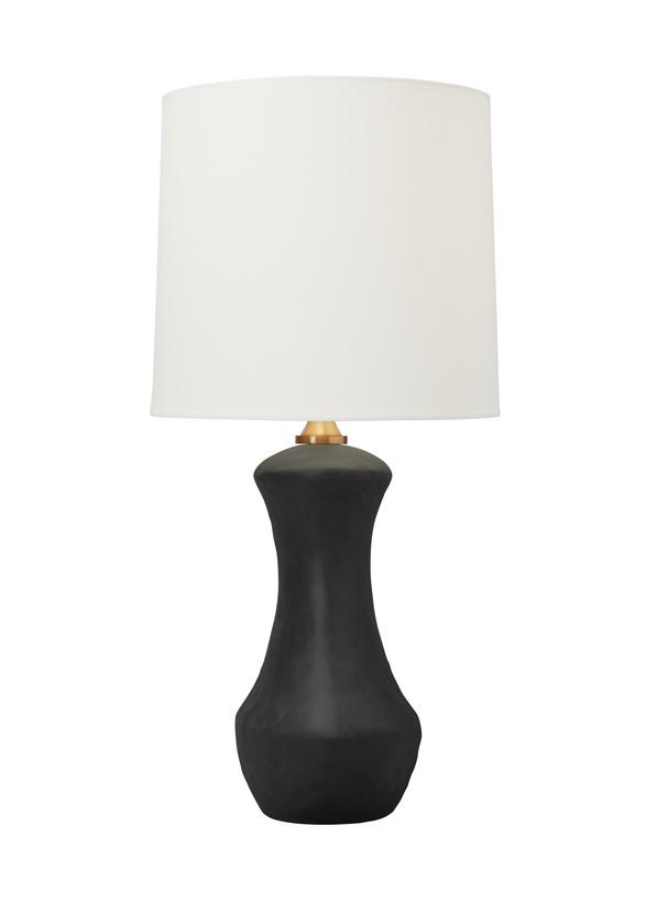 Visual Comfort Studio Hable Bone Table Lamp in Rough Black Ceramic HT1021RBC1