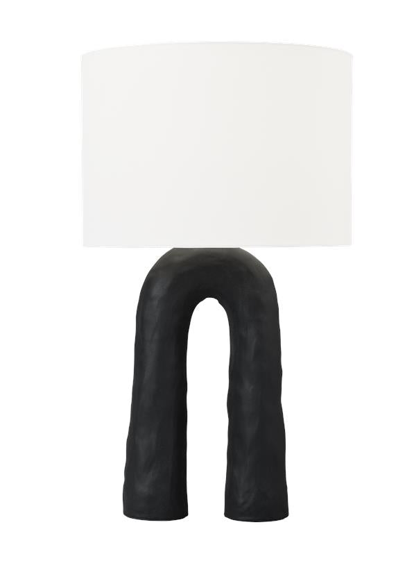 Visual Comfort Studio Hable Aura Medium Table Lamp in Rough Black Ceramic HT1051RBC1