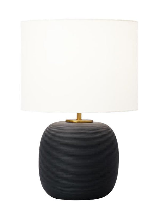 Visual Comfort Studio Hable Fanny Wide Table Lamp in Rough Black Ceramic HT1071RBC1