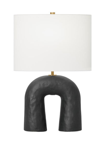 Visual Comfort Studio Hable Aura Small Table Lamp in Rough Black Ceramic HT1081RBC1