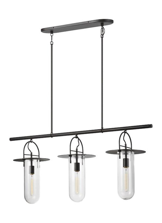 Visual Comfort Studio Kelly Wearstler Nuance Linear Chandelier in Aged Iron KC1023AI