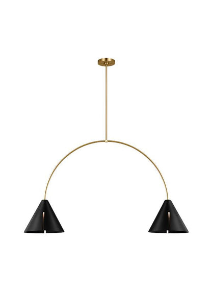 Visual Comfort Studio Kelly Wearstler Cambre Large Linear Chandelier in Midnight Black and Burnished Brass KC1102MBKBBS-L1