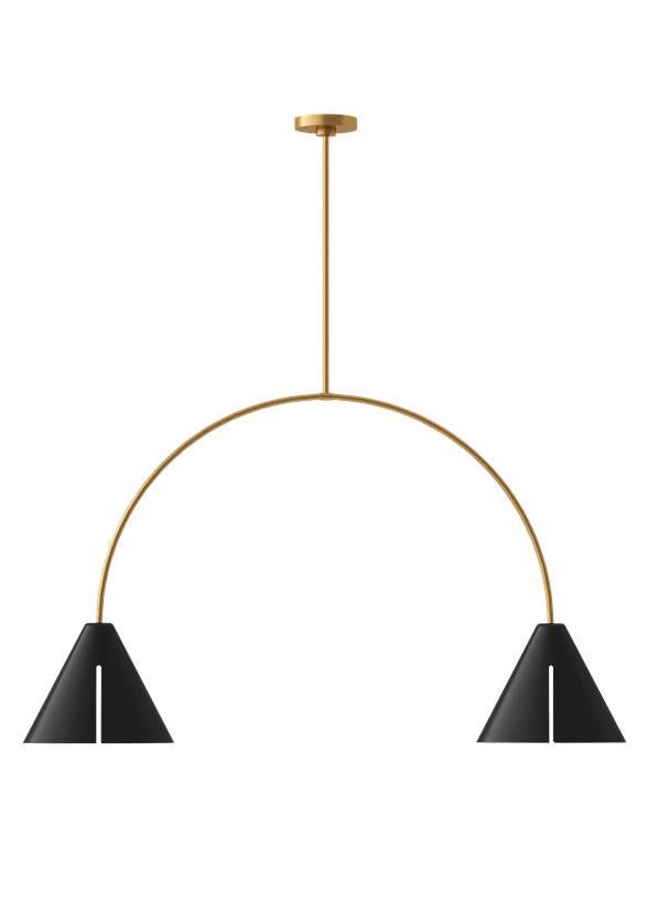 Visual Comfort Studio Kelly Wearstler Cambre Large Linear Chandelier in Midnight Black and Burnished Brass KC1102MBKBBS-L1