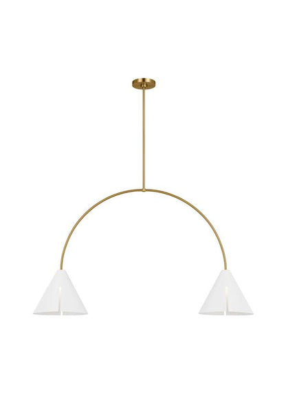 Visual Comfort Studio Kelly Wearstler Cambre Large Linear Chandelier in Matte White and Burnished Brass KC1102MWTBBS-L1