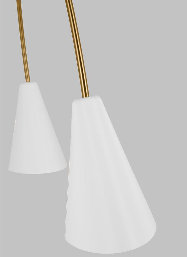 Visual Comfort Studio Kelly Wearstler Cambre Large Linear Chandelier in Matte White and Burnished Brass KC1102MWTBBS-L1