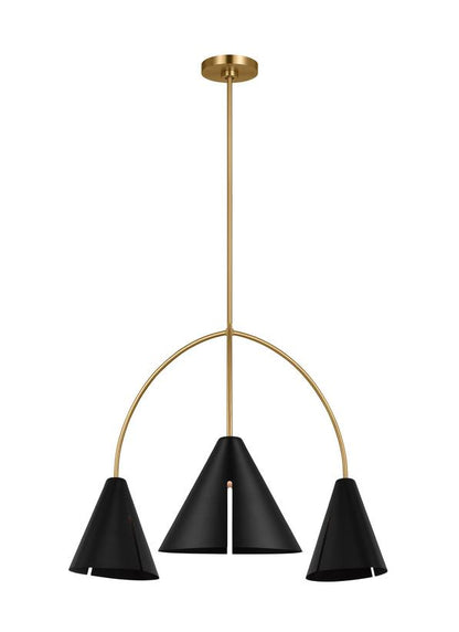 Visual Comfort Studio Kelly Wearstler Cambre Large Chandelier in Midnight Black and Burnished Brass KC1113MBKBBS-L1