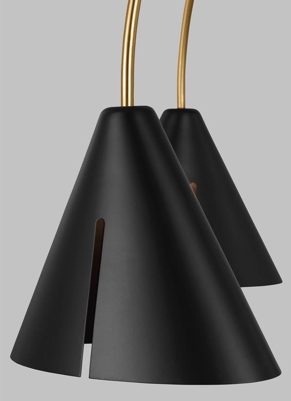 Visual Comfort Studio Kelly Wearstler Cambre Large Chandelier in Midnight Black and Burnished Brass KC1113MBKBBS-L1