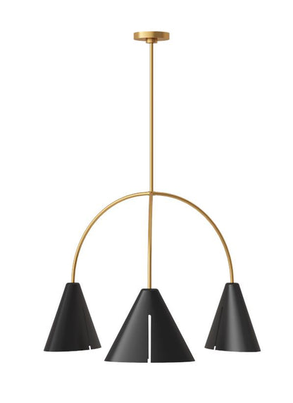 Visual Comfort Studio Kelly Wearstler Cambre Large Chandelier in Midnight Black and Burnished Brass KC1113MBKBBS-L1