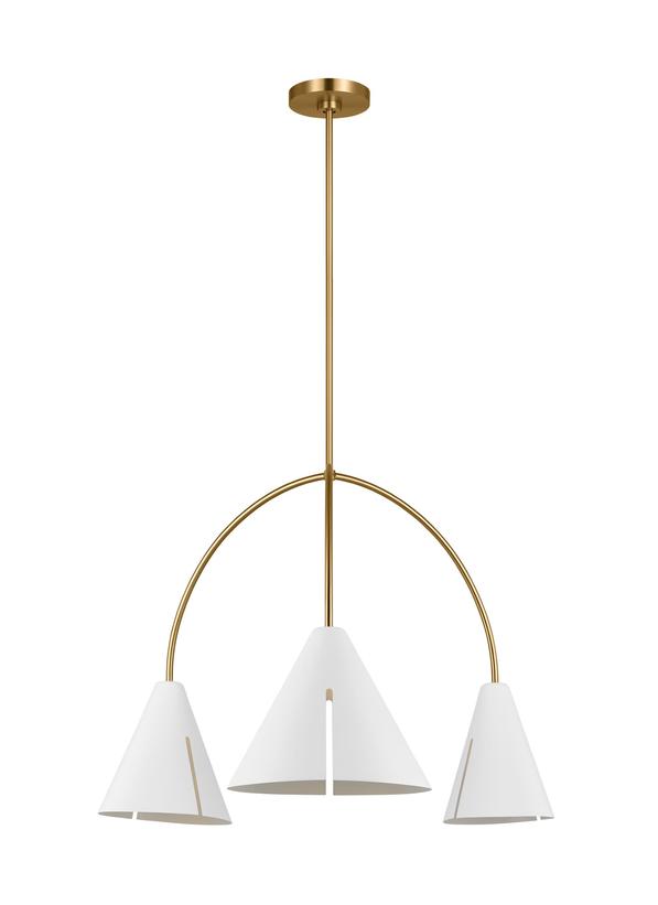 Visual Comfort Studio Kelly Wearstler Cambre Large Chandelier in Matte White and Burnished Brass KC1113MWTBBS-L1