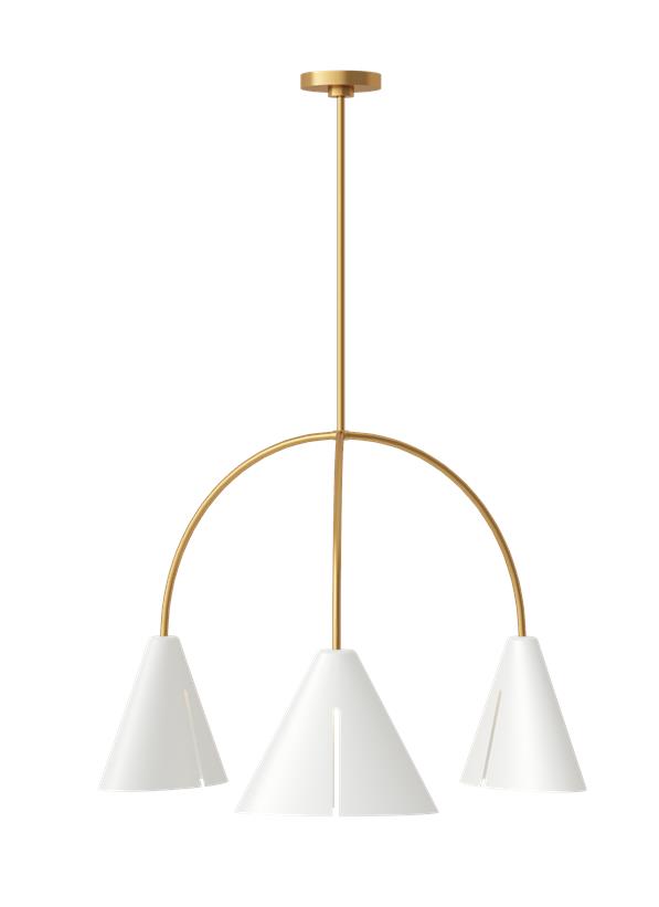 Visual Comfort Studio Kelly Wearstler Cambre Large Chandelier in Matte White and Burnished Brass KC1113MWTBBS-L1