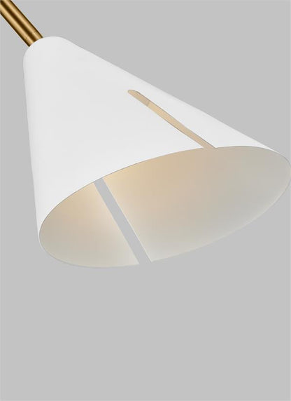 Visual Comfort Studio Kelly Wearstler Cambre Small Pendant in Matte White and Burnished Brass KP1121MWTBBS-L1