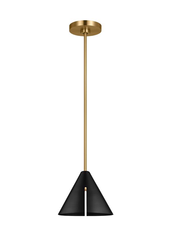 Visual Comfort Studio Kelly Wearstler Cambre Medium Pendant in Midnight Black and Burnished Brass KP1131MBKBBS-L1