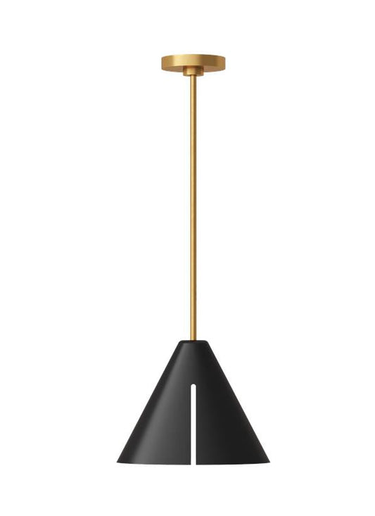 Visual Comfort Studio Kelly Wearstler Cambre Medium Pendant in Midnight Black and Burnished Brass KP1131MBKBBS-L1