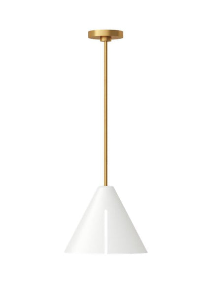 Visual Comfort Studio Kelly Wearstler Cambre Medium Pendant in Matte White and Burnished Brass KP1131MWTBBS-L1