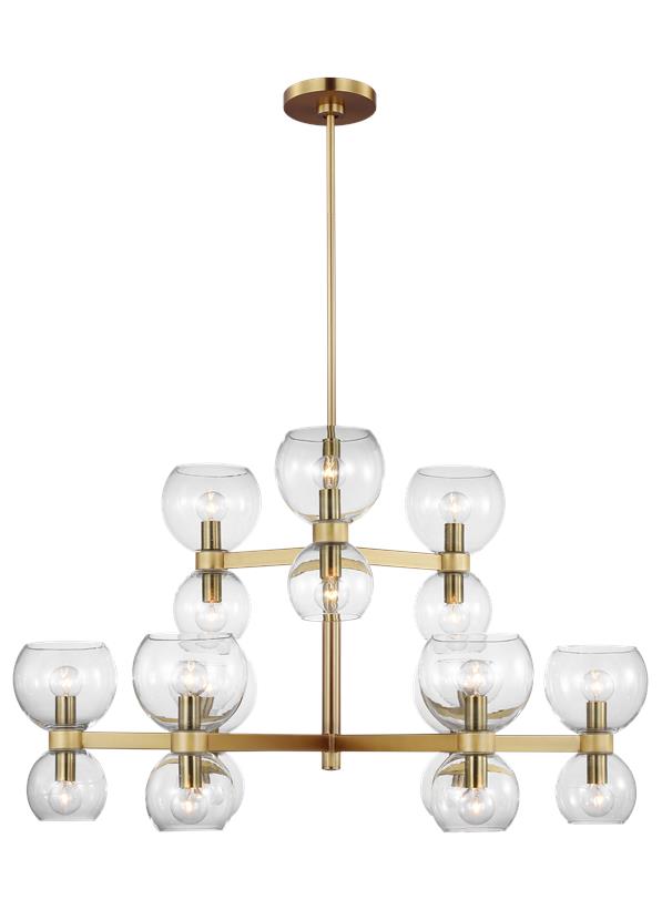 Visual Comfort Studio kate spade new york Londyn Medium Chandelier in Burnished Brass with Clear Glass KSC10018BBSCG