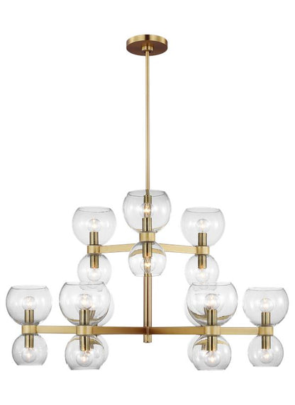 Visual Comfort Studio kate spade new york Londyn Medium Chandelier in Burnished Brass with Clear Glass KSC10018BBSCG