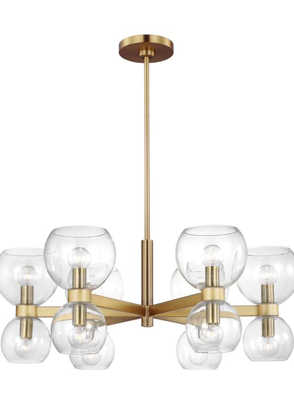 Visual Comfort Studio kate spade new york Londyn Small Chandelier in Burnished Brass with Clear Glass KSC10212BBSCG