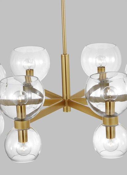 Visual Comfort Studio kate spade new york Londyn Small Chandelier in Burnished Brass with Clear Glass KSC10212BBSCG