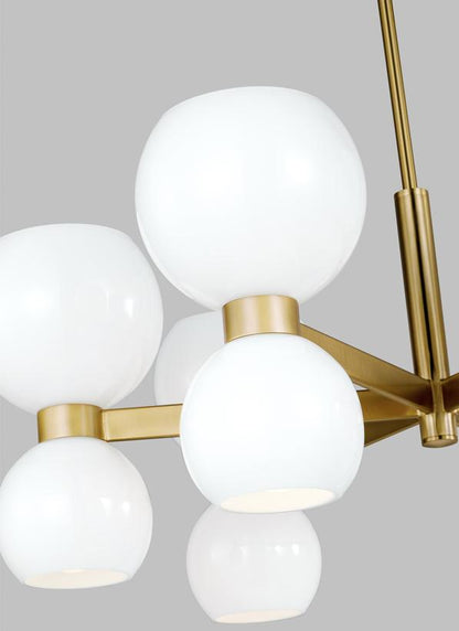 Visual Comfort Studio kate spade new york Londyn Small Chandelier in Burnished Brass with Milk White Glass KSC10212BBSMG