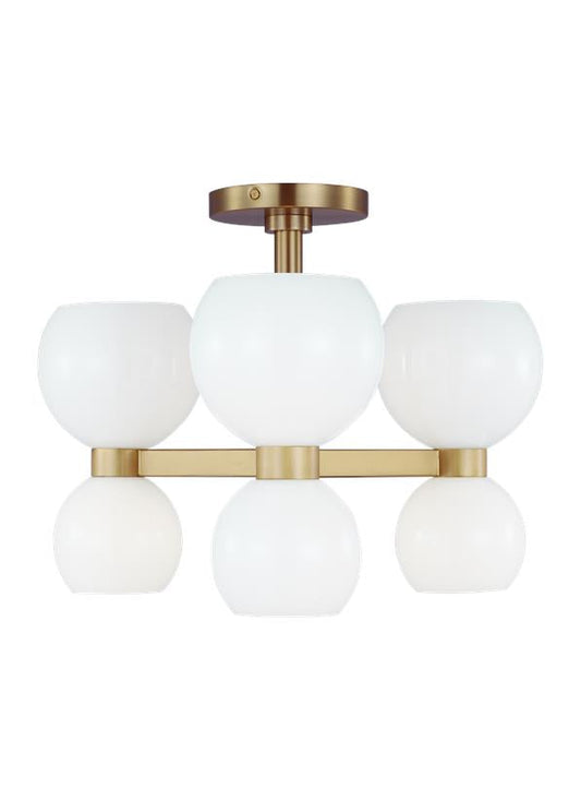 Visual Comfort Studio kate spade new york Londyn Semi Flush Mount in Burnished Brass with Milk White Glass KSF1036BBSMG