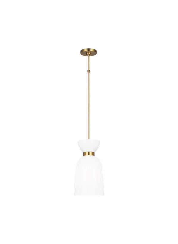 Visual Comfort Studio kate spade new york Londyn Tall Pendant in Burnished Brass with Milk White Glass KSP1031BBSMG