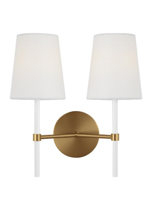 Visual Comfort Studio kate spade new york Monroe Double Sconce in Burnished Brass KSW1102BBSGW