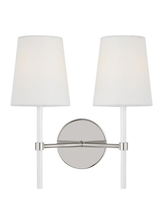 Visual Comfort Studio kate spade new york Monroe Double Sconce in Polished Nickel KSW1102PNGW