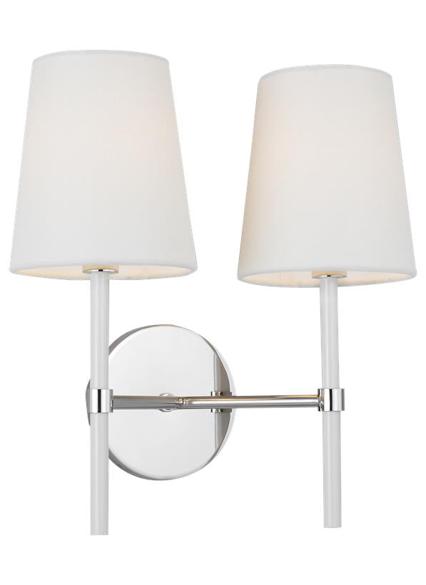 Visual Comfort Studio kate spade new york Monroe Double Sconce in Polished Nickel KSW1102PNGW