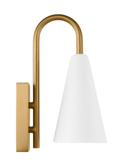 Visual Comfort Studio Kelly Wearstler Cambre Small Task Sconce in Matte White and Burnished Brass KW1131MWTBBS-L1