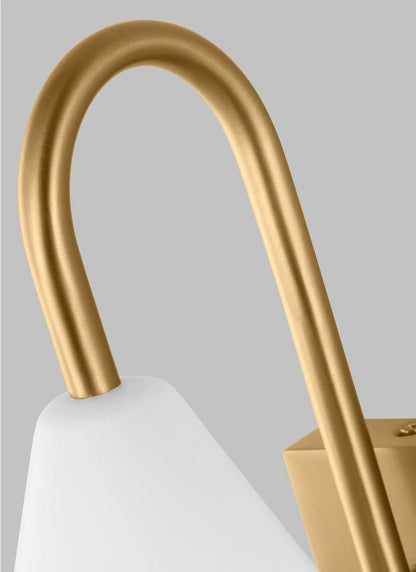 Visual Comfort Studio Kelly Wearstler Cambre Small Task Sconce in Matte White and Burnished Brass KW1131MWTBBS-L1