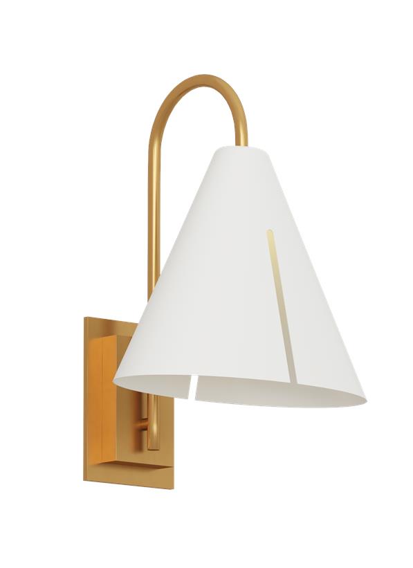 Visual Comfort Studio Kelly Wearstler Cambre Small Task Sconce in Matte White and Burnished Brass KW1131MWTBBS-L1