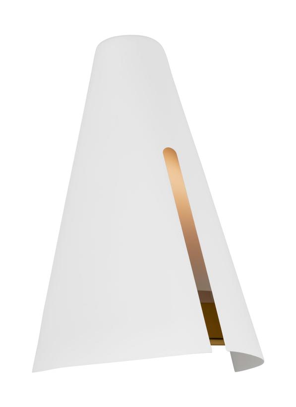 Visual Comfort Studio Kelly Wearstler Cambre Small Sconce in Matte White and Burnished Brass KW1141MWTBBS-L1