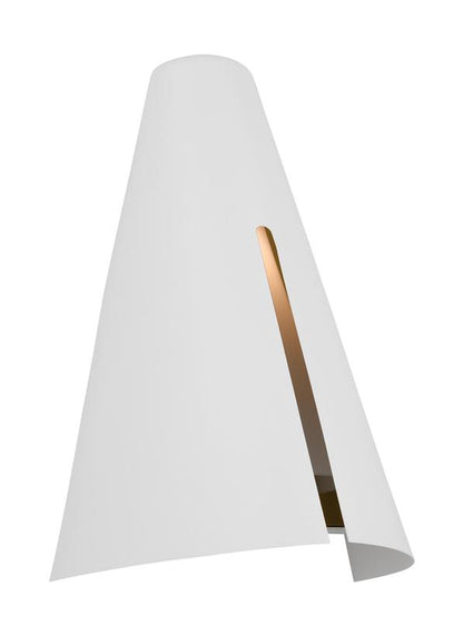 Visual Comfort Studio Kelly Wearstler Cambre Medium Sconce in Matte White and Burnished Brass KW1151MWTBBS-L1