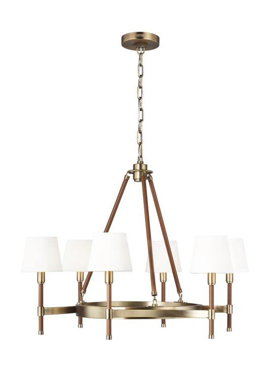 Visual Comfort Studio Lauren Ralph Lauren Katie Medium Chandelier in Time Worn Brass LC1006TWB