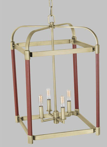 Visual Comfort Studio Lauren Ralph Lauren Hadley Medium Lantern in Time Worn Brass LC1144TWB