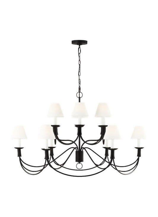 Visual Comfort Studio Lauren Ralph Lauren Sullivan Large Chandelier in Aged Iron LC12012AI