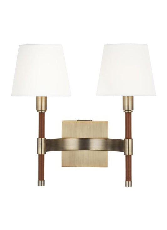 Visual Comfort Studio Lauren Ralph Lauren Katie Double Sconce in Time Worn Brass LW1022TWB