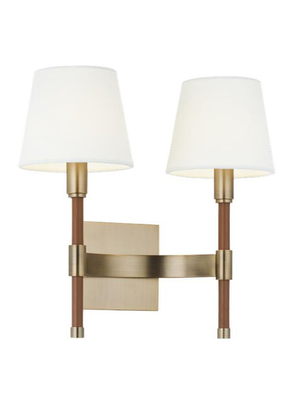 Visual Comfort Studio Lauren Ralph Lauren Katie Double Sconce in Time Worn Brass LW1022TWB