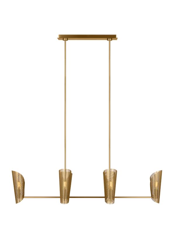 Visual Comfort Studio Christiane Lemieux Plivot Large Linear Chandelier in Burnished Brass LXC1066BBS