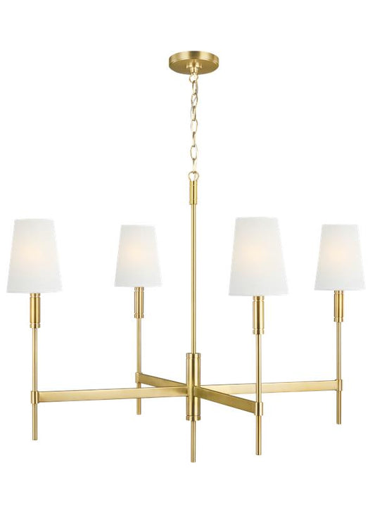 Visual Comfort Studio Thomas O'Brien Beckham Classic Large Chandelier in Burnished Brass TC1044BBS