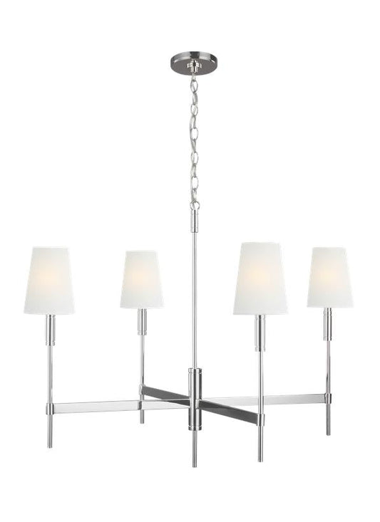 Visual Comfort Studio Thomas O'Brien Beckham Classic Large Chandelier in Polished Nickel TC1044PN