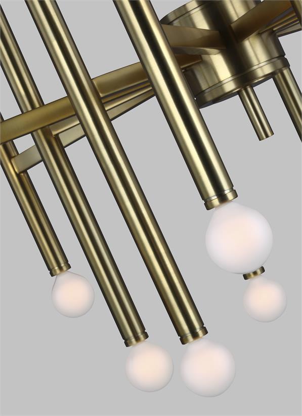 Visual Comfort Studio Thomas O'Brien Beckham Modern Large Chandelier in Burnished Brass TC10624BBS