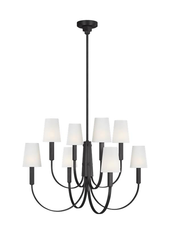 Visual Comfort Studio Thomas O'Brien Logan Large Two-Tier Chandelier in Aged Iron TC1088AI