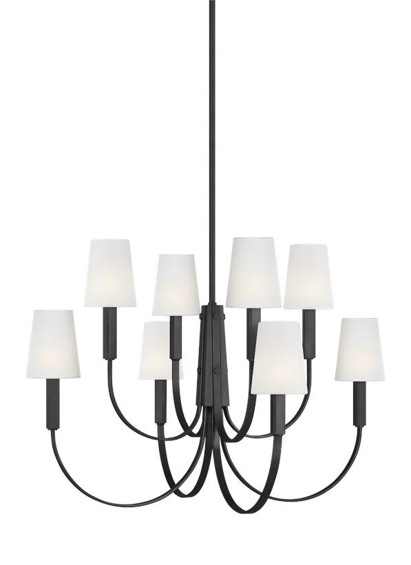 Visual Comfort Studio Thomas O'Brien Logan Large Two-Tier Chandelier in Aged Iron TC1088AI