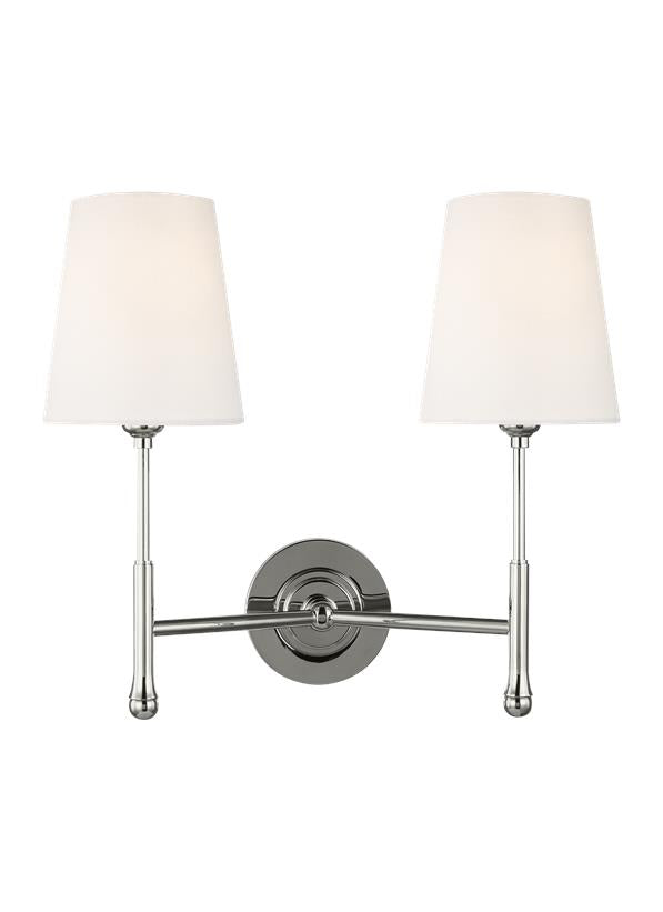 Visual Comfort Studio Thomas O'Brien Capri Double Sconce in Polished Nickel TW1012PN