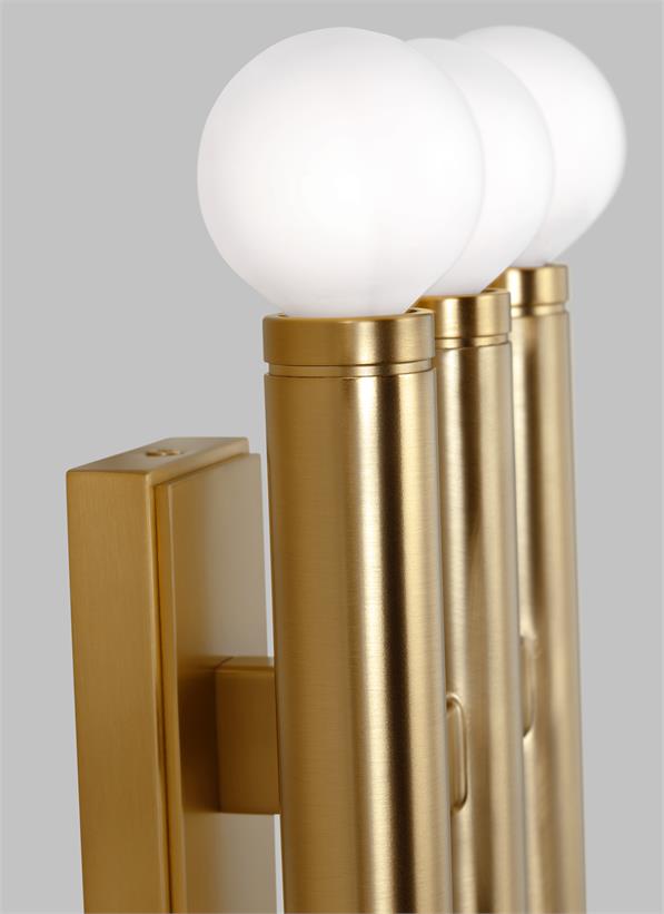 Visual Comfort Studio Thomas O'Brien Beckham Modern Triple Sconce in Burnished Brass TW1146BBS