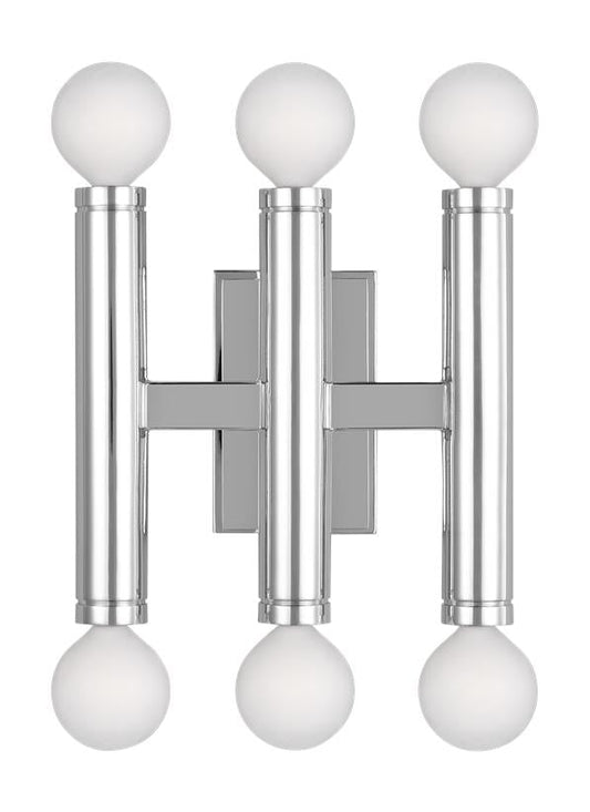 Visual Comfort Studio Thomas O'Brien Beckham Modern Triple Sconce in Polished Nickel TW1146PN