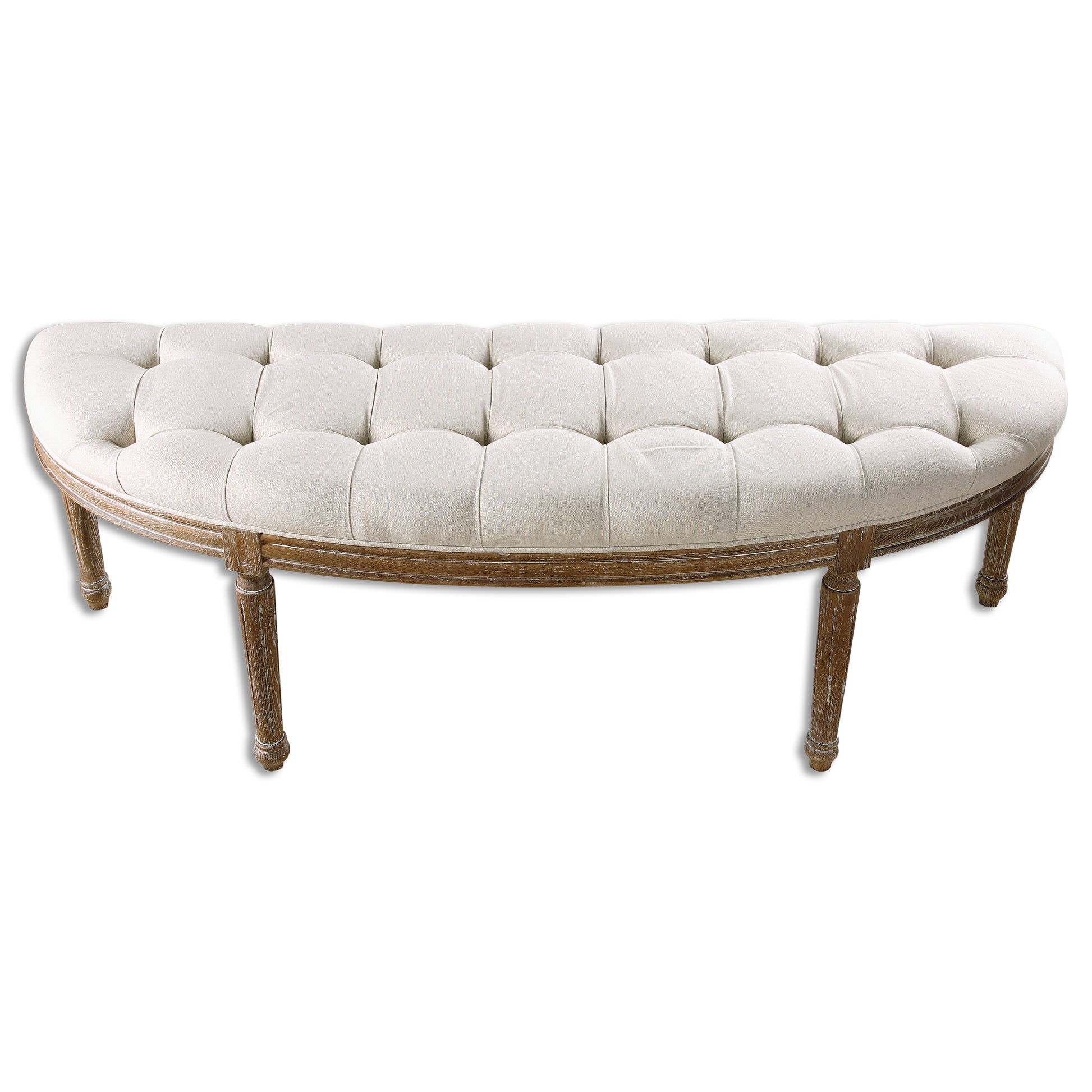 Uttermost Leggett Tufted White Bench 23196