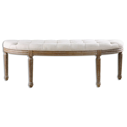 Uttermost Leggett Tufted White Bench 23196